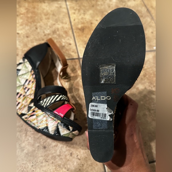 Aldo Leather Reva Colorful Wedge Heel Sandal Women's size 9 - Picture 3 of 7